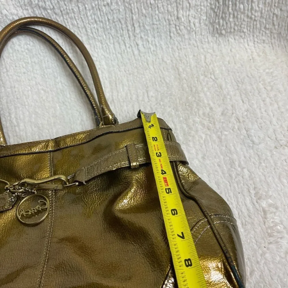 Coach patent leather Metallic Gold Shoulder Bag F15457 with gold tone accents